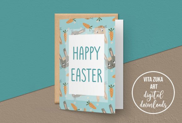 Download Cute Rabbit Happy Easter Card - Happy easter card Collection